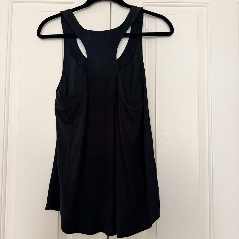 Socialite Tank Top Womens M Black Beaded Scoop Neck Chiffon Racerback Dressy - Picture 2 of 8